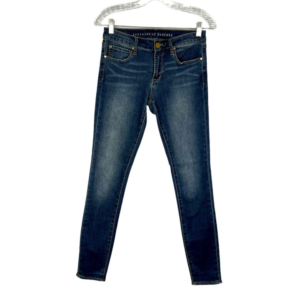 Articles of Society Womens Mid Rise Taper Skinny Jeans Denver Wash size 25